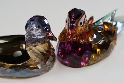 Swarovski Crystal Paradise Birds Mandarin Ducks Topaz Figurine