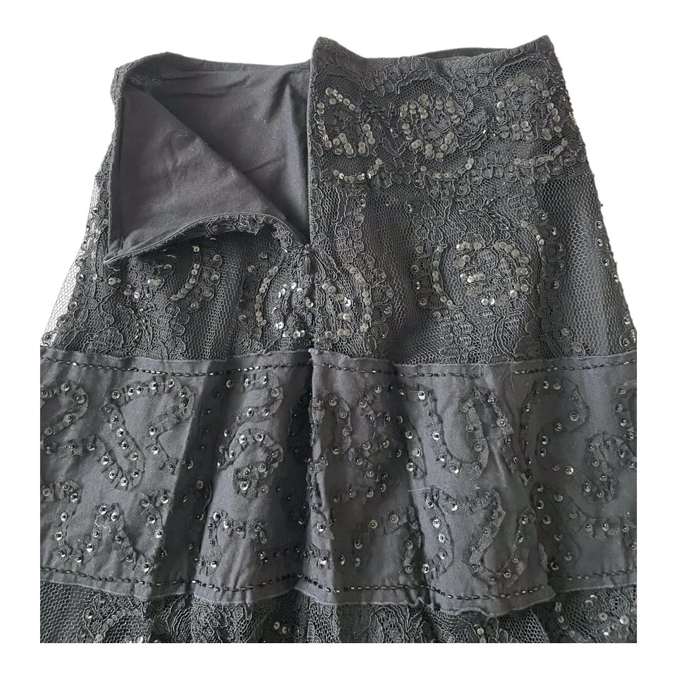 Falda para mujer Lillie Rubin lentejuelas de encaje negro, 2 Foto 4 de 4