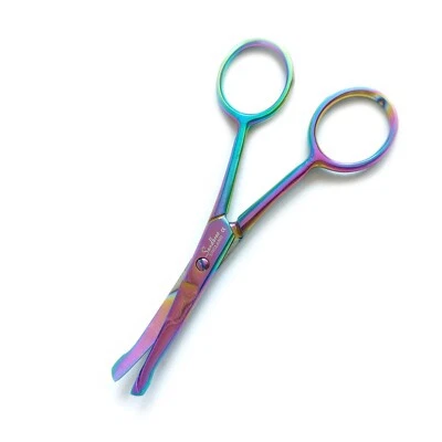 SANDBROS Round Tip Pet Grooming Scissors – Curved Blade for Sensitive Areas
