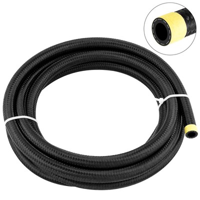 10 Feet Black AN6 Nylon & Stainless Steel Braided Fuel Oil Gas Line Hose NJ A12