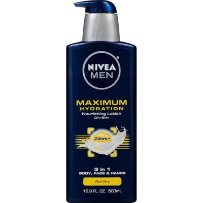 NIVEA MEN Maximum Hydration Body Lotion 3-in-1 Lotion for Men, 16.9 Fl Oz, 1Pack