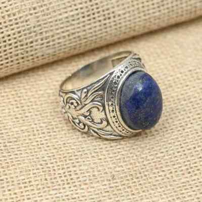 Lapis Lazuli Gemstone 925 Sterling Silver Beautiful Men's Ring All Size  D90