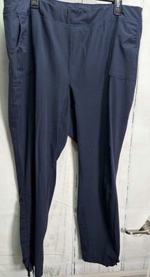 Chico's Zenergy 3 (XL) navy blue ruched pockets ankle tie capri pants - snag