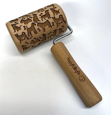 Happy Rolling Pin Small Embossed Dogs For Cookies Dog Treats Baking Decorating