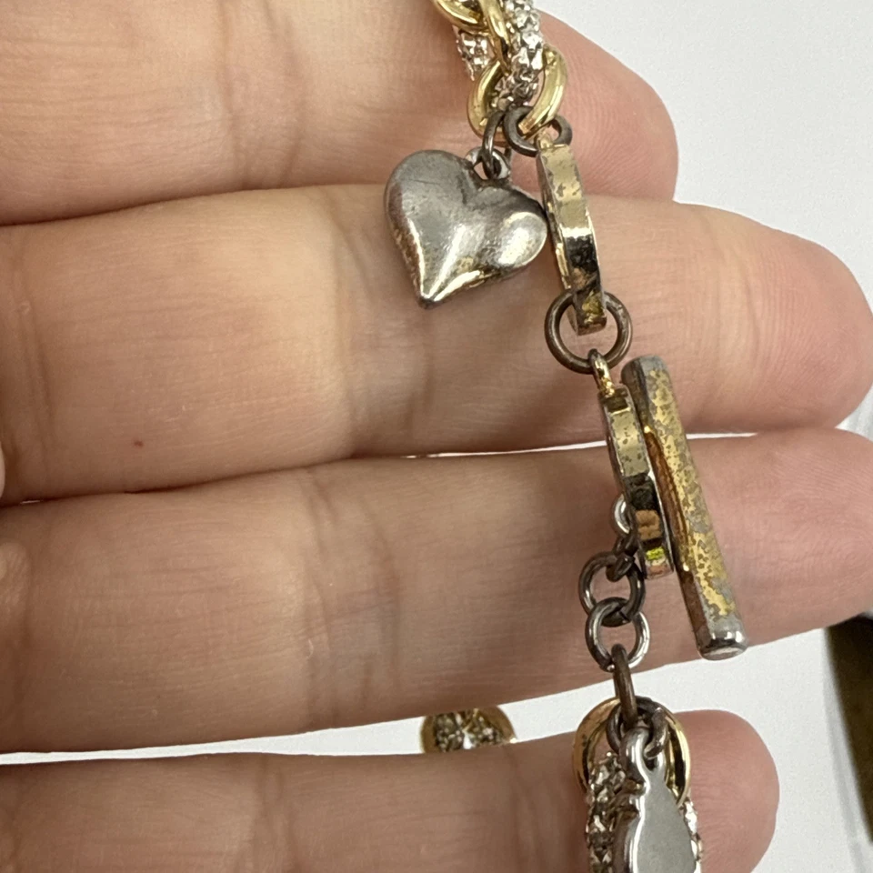 "Brazalete de eslabones de palanca en tono plata y oro retorcido de 6"" firmado por Vera Bradley" Foto 2 de 4