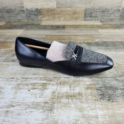 Naturalizer Create Womens Loafers Sz 12 M Black Multi Leather Slip On Square Toe