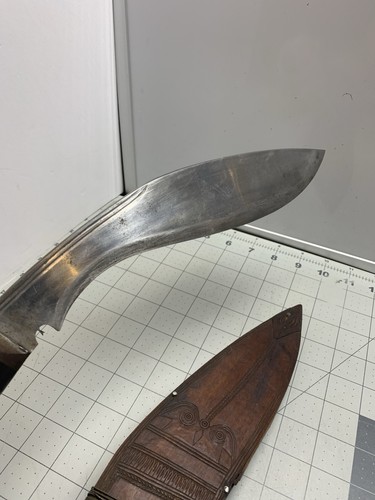 Cuchillo Kukri del Himalaya hecho a mano de colección, espiga completa, mango de palo de rosa y funda - Imagen 8 de 15