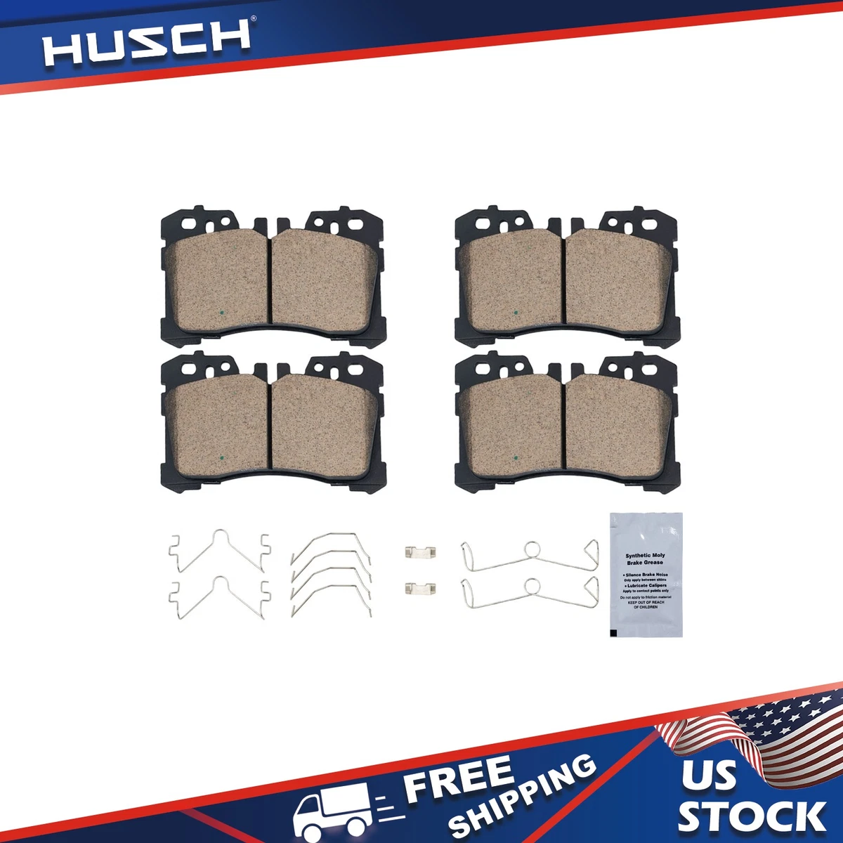 WheelerShip Rear Ceramic Brake Pads For Lexus LS460, LS500, LS500h, LS600h & Toyota Mirai – Quiet, Low-Dust, High-Heat-Resistant Set Of 4