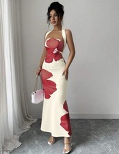 Brand New Size 10 Halter Dress Floral Flower Maxi Summer Races Wedding Holiday