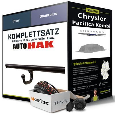 Für CHRYSLER Pacifica Kombi RU Anhängerkupplung starr +eSatz 13pol uni. 16- Kit