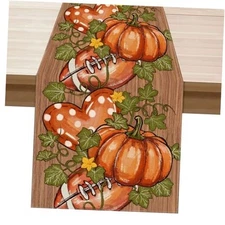  Fall Pumpkin Football Love Heart Wood Table Runner Table Runner 13x72 Inch