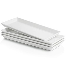 Sweese Porcelain Serving Platters 11.7" - Elegant White Rectangular Plates