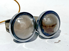 Vintage License Plate Light Housing And Glass Lens Pair