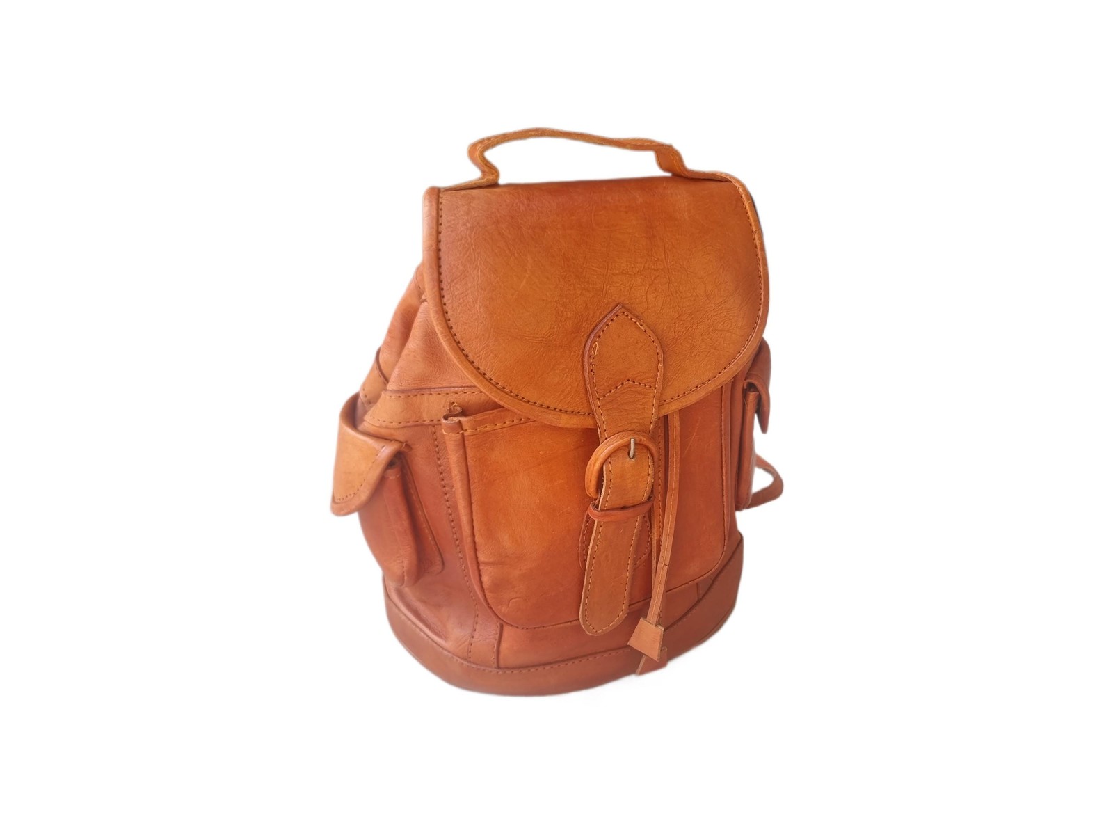 Tan Leather Drawstring Backpack | Small Boho Ruck… - image 3
