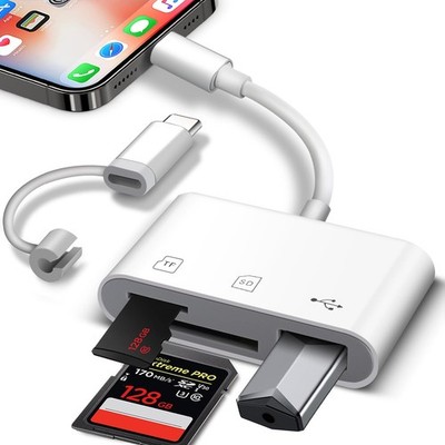 SD Card Reader for iPhone/Android, HCYEBT Memory Supports white