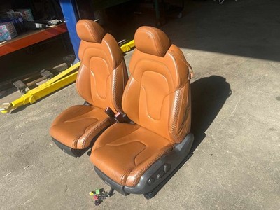 2008-15 AUDI TT FRONT LEFT & RIGHT SEATS MADRAS BROWN BASEBALL LEATHER PAIR (MK)