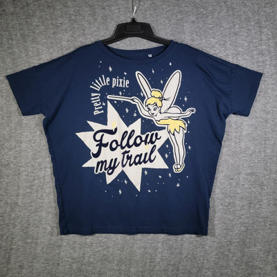 Uniqlo Disney Tinker Bell Fairy Pixie Dust Peter Pan Flocked T-Shirt Sz L