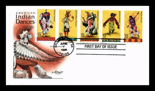 AMERICAN INDIAN DANCES COMPLETE SET artmaster CACHET 1996 FDC HOOP RAVEN FANCY