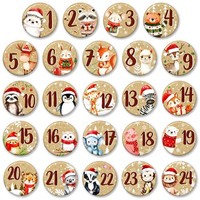 Adventskalender Anstecker Tiere Zahlen Weihnachten Deko Buttons Set 24 StüCk