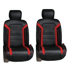 Front Set Faux Leather Car Seat Cushions - 2 Pack Seat Covers Red - Front Set