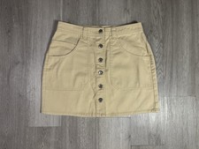 Old Navy Button Front Denim Mini Utility Skirt Beige Size 4