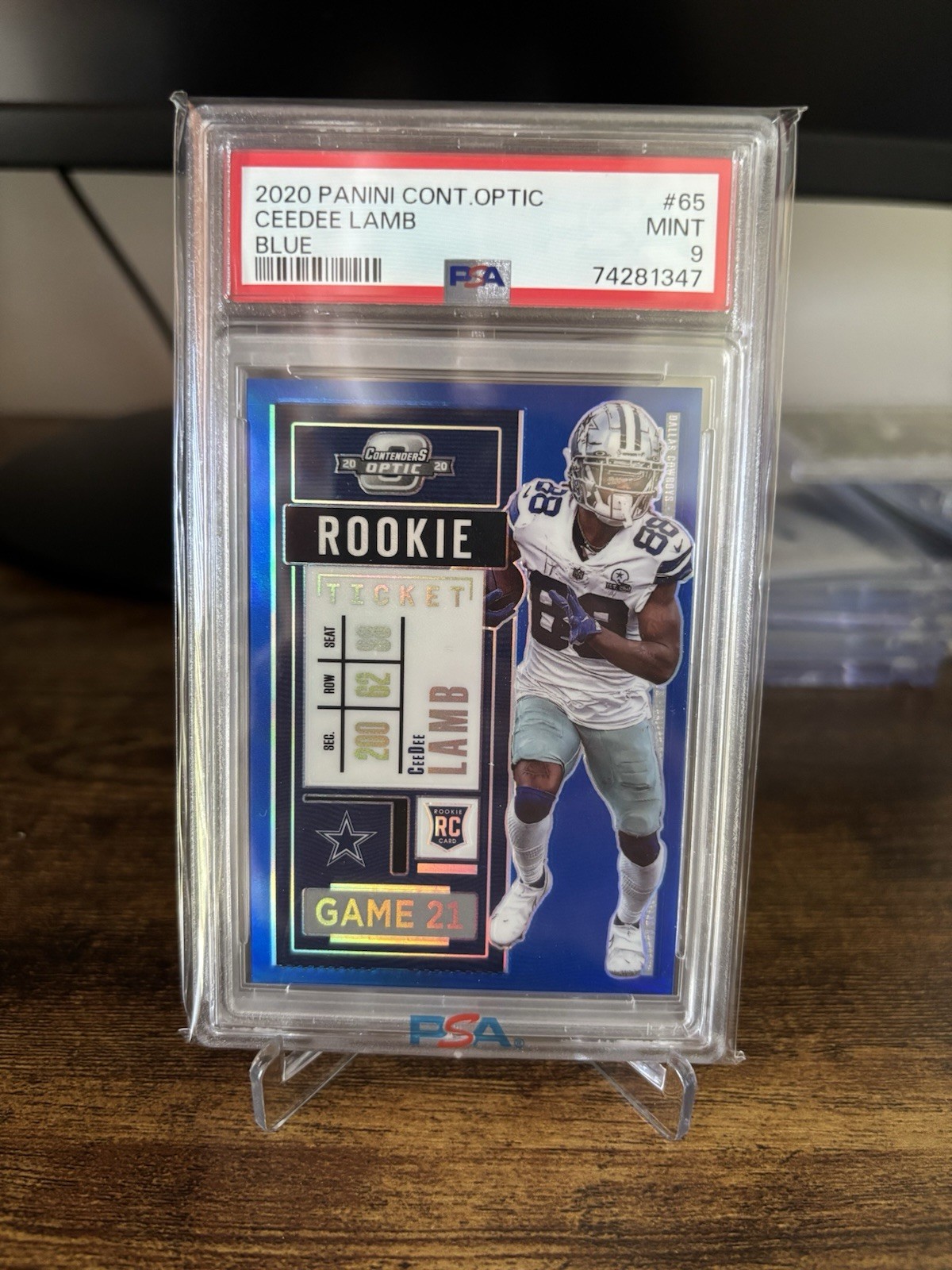 2020 Contenders Optic - Rookie Ticket Blue #65 CeeDee Lamb /99 PSA 9