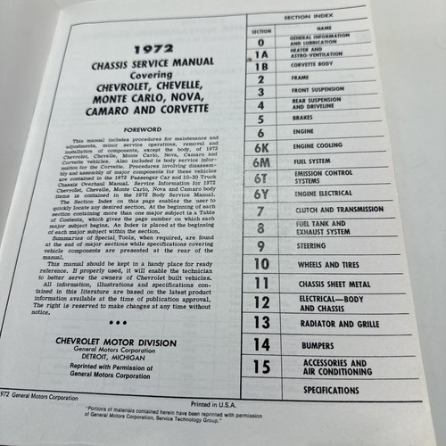 1972 Chevrolet Service Manual - Picture 4 of 10