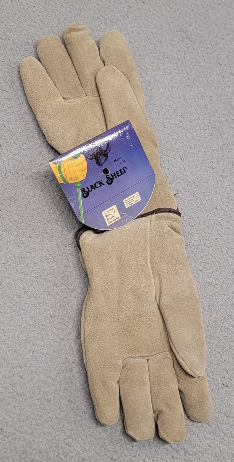 Vintage 70s Black Sheep Gloves Mens Medium Beige Suede Insulated Winter Lined