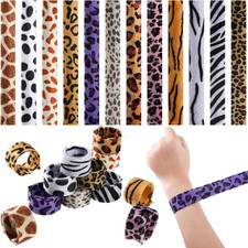 36 Pieces Jungle Animal Print Slap Bracelets Safari Print Slap Kids Snap Bracel
