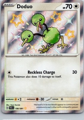 Doduo Holo Shiny Rare SV: Paldean Fates 199/091 NM