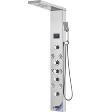 Uimoso Shower Panel Tower System 6 Modes Hydroelectricity LED Stainless Steel