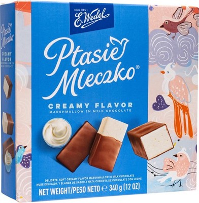Ptasie Mleczko Candy Box, Creamy Marshmallow in Milk Chocolate, 340g/12oz
