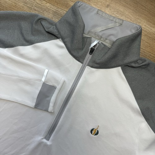 Zero Restriction Shirt Mens Medium White/Gray 1/4 Zip Performance Pullover Golf