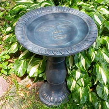 Facade du Soleil Reinforced Concrete Bird Bath - 26 in - Blue by Sunnydaze