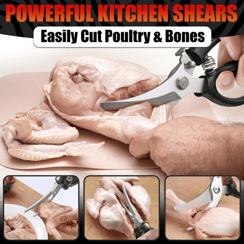 Tijeras para aves de corral de alta resistencia - Tijeras para carne de acero inoxidable ergonómicas de alta resistencia - Imagen 6 de 9