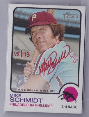 2022 Heritage MIKE SCHMIDT #roa-mst REAL ONE SP AUTOGRAPH Phillies HOF RED #/73