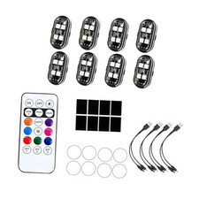 Car Wireless LED Strobe Light with Remote Control, Type-C 8 Color Anti 8PCS