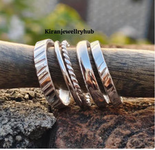Handmade Silver Stacking Rings Set: Minimalist Boho Bands Set of 5 All Size