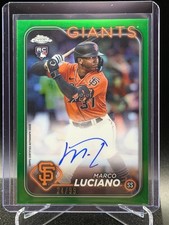 Marco Luciano 2024 Topps Chrome Rookie Auto Green Refractor #24/99 (RC) - Giants