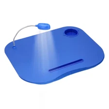 Cushioned Laptop Lap Desk with LED Light and Cup Holder (Blue)