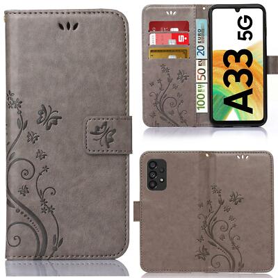 Handy Tasche für Samsung Galaxy A33 5G Schutz Hülle Blumen Flip Case Wallet Etui