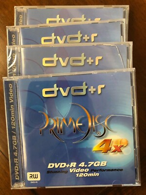 4 DVD-R Rohlinge, 4,7 GB, 120 min. Prime Disc Jewel Case, unbenutzt