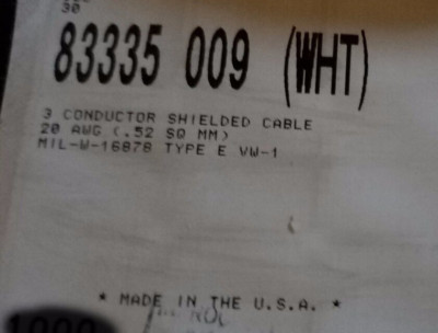 Belden 83335 20/3C M16878/4 Silver Coated Shield TFE Tape Shielded Cable/10ft