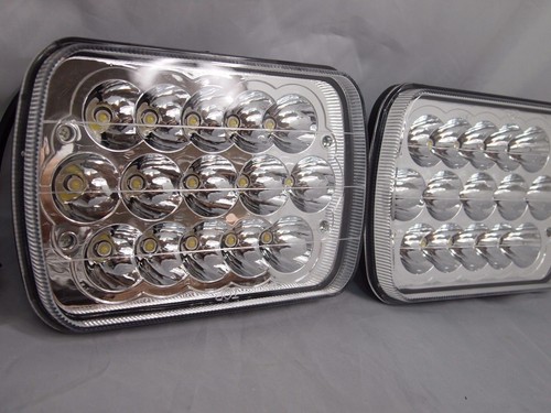 Pair Kenworth T300 1997-2010 7x6" 5x7 inch 15 LED Headlights High/Low Beam - Picture 2 of 11