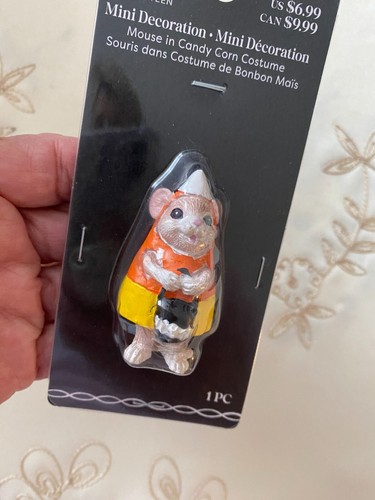ASHLAND HALLOWEEN MINIATURES MOUSE IN CANDY CORN COSTUME ~ NEW IN PKG - Picture 4 of 4