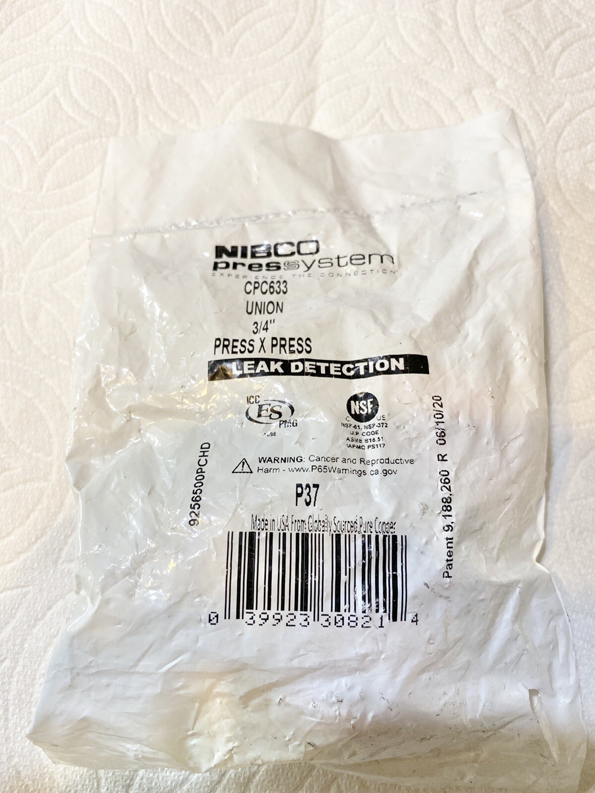 NIBCO  pressystem cpc633 Copper Union 3/4" leak detection
