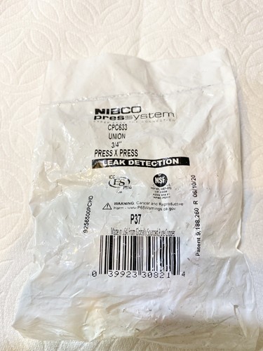 NIBCO pressystem cpc633 Copper Union 3/4" leak detection