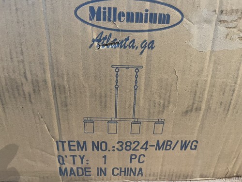 Millennium 3824-MB/WG Taos 36" Linear Chandelier Black Wood Grain 4-Light READ