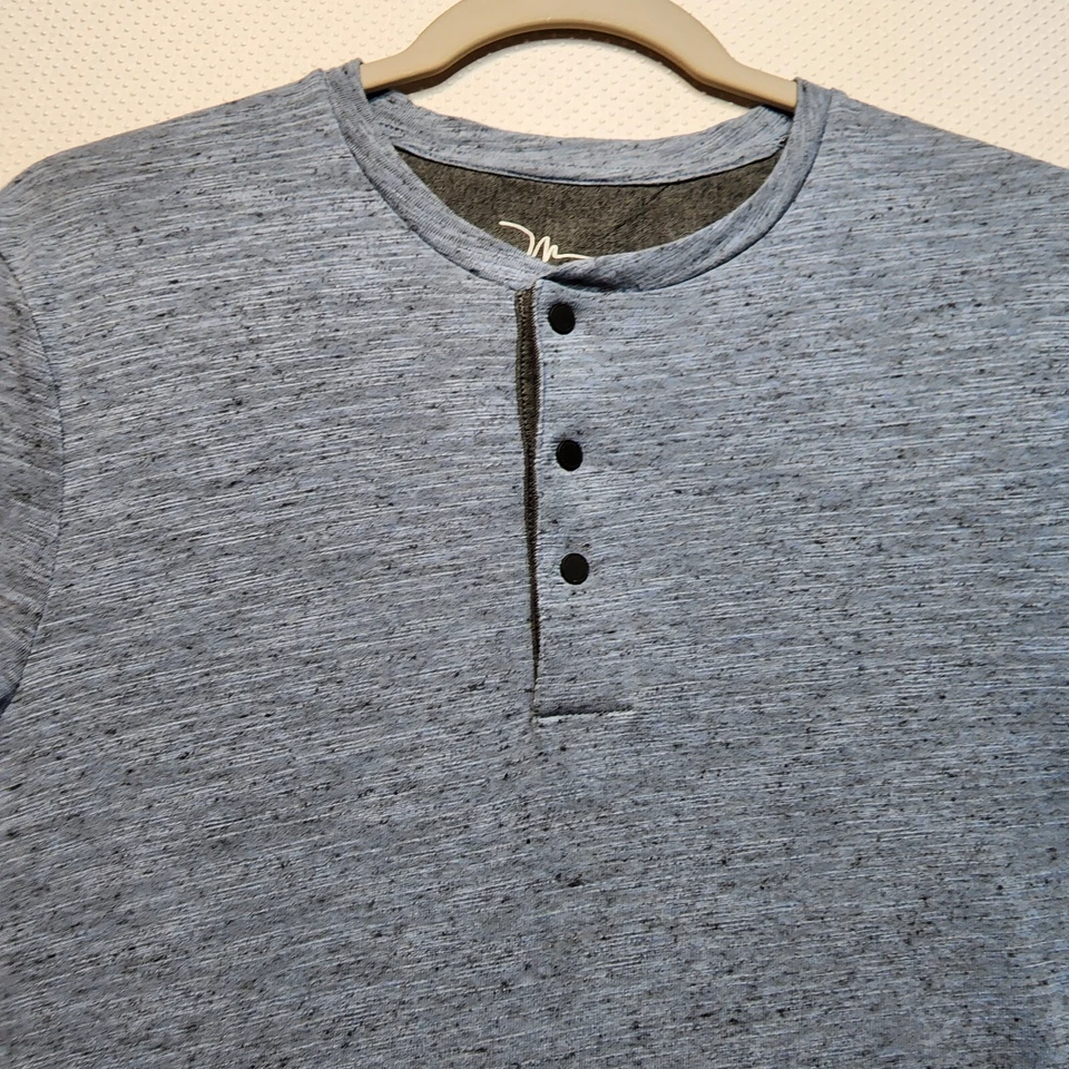 Marc Anthony Mens Henley Shirt Small Grey Snap Long Sleeve Cotton Blend - Image 2 of 4