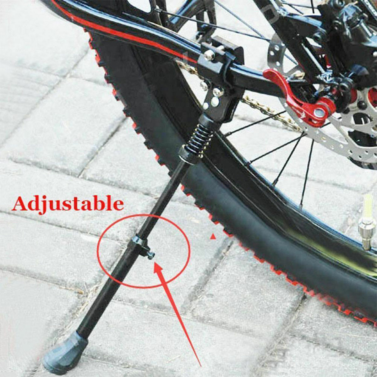 Weimoli 1PC Bike Stand Adjustable Adjustable MTB Road Bicycle Kickstand Bicycle Stand Support for Bicycle Anti-slip Rubber Foot Aluminum Alloy Mountain Bike Foot Kick Stand Black
